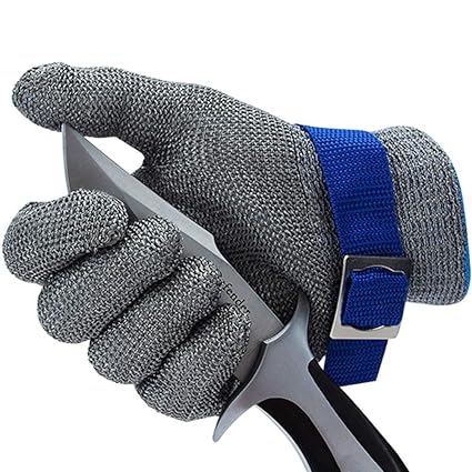 CPTDCL Level 9 Cut Resistant Glove Safety Stainless Steel Mesh Metal Wire Glove Kitchen Cutting Protection (Large)