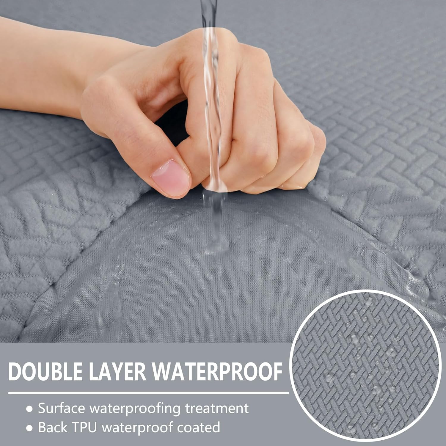 hyha Waterproof Couch Cushion Covers, Wear Resistant Couch Cover, Anti Slip Sofa Slipcovers Washable, Soft Thick Jacquard Furniture Protector for Pets Dog (2 Packs, Light Grey)
