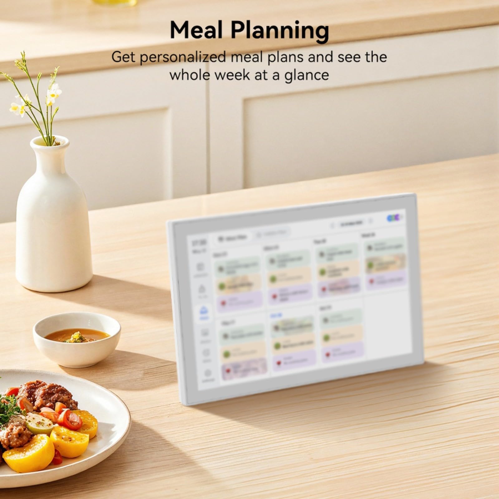 Elektronischer Kalender 10,1 Zoll mit WiFi, Smartes Display für Zeitplan und Bilder, Einfache Einrichtung(white US)