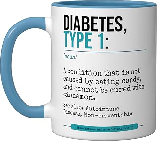 Diabetes Type 1 Definition Autoimmune Disease Ceramic Mug, Blue/White