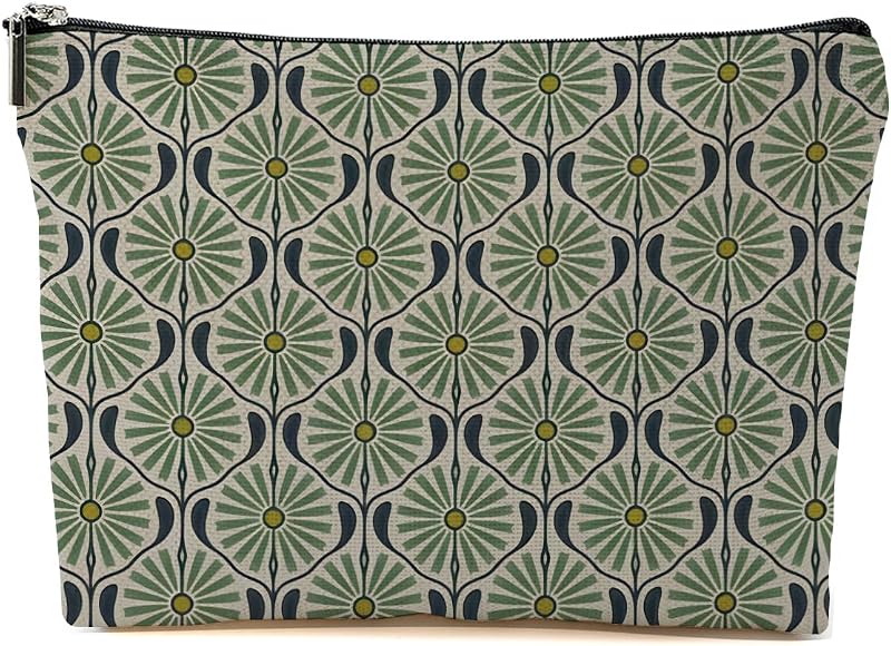 Necessaire de maquiagem Blue Leaves Verde Multicolorida 1751 com zíper