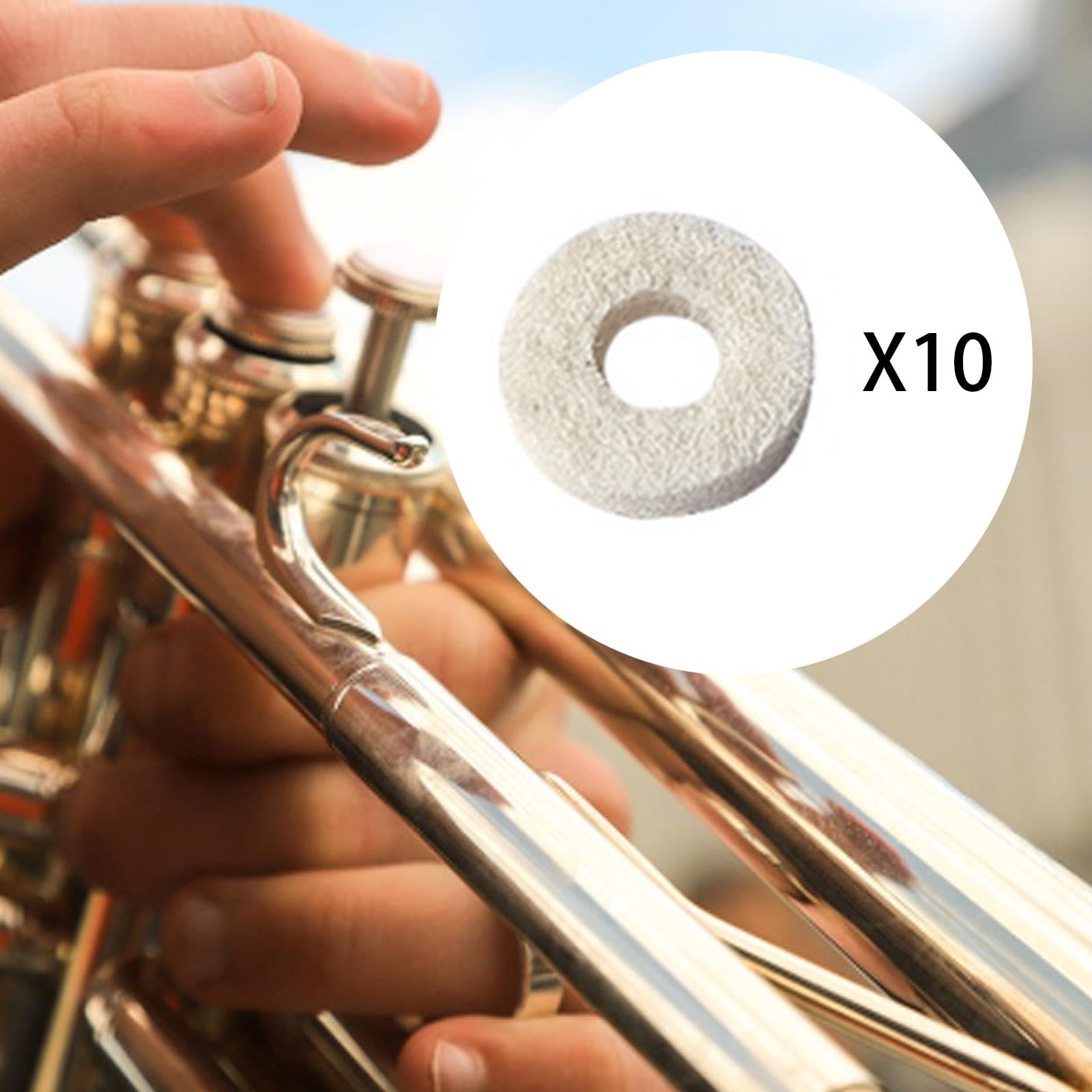 Gralara Lot de 10 Tampons En Feutre pour Euphonium, Pièces de Rechange pour Pistons, Rondelles pour Boutons de Doigt, Matériau En Feutre pour Tuba, Baryton