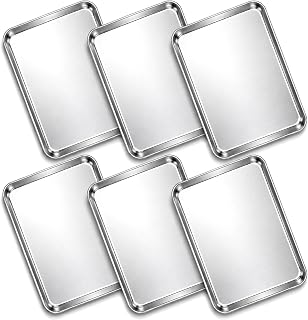 6 Pcs Stainless Steel Baking Sheet Pan, 9.3× 6.7 inch Thickened Baking Sheet Set