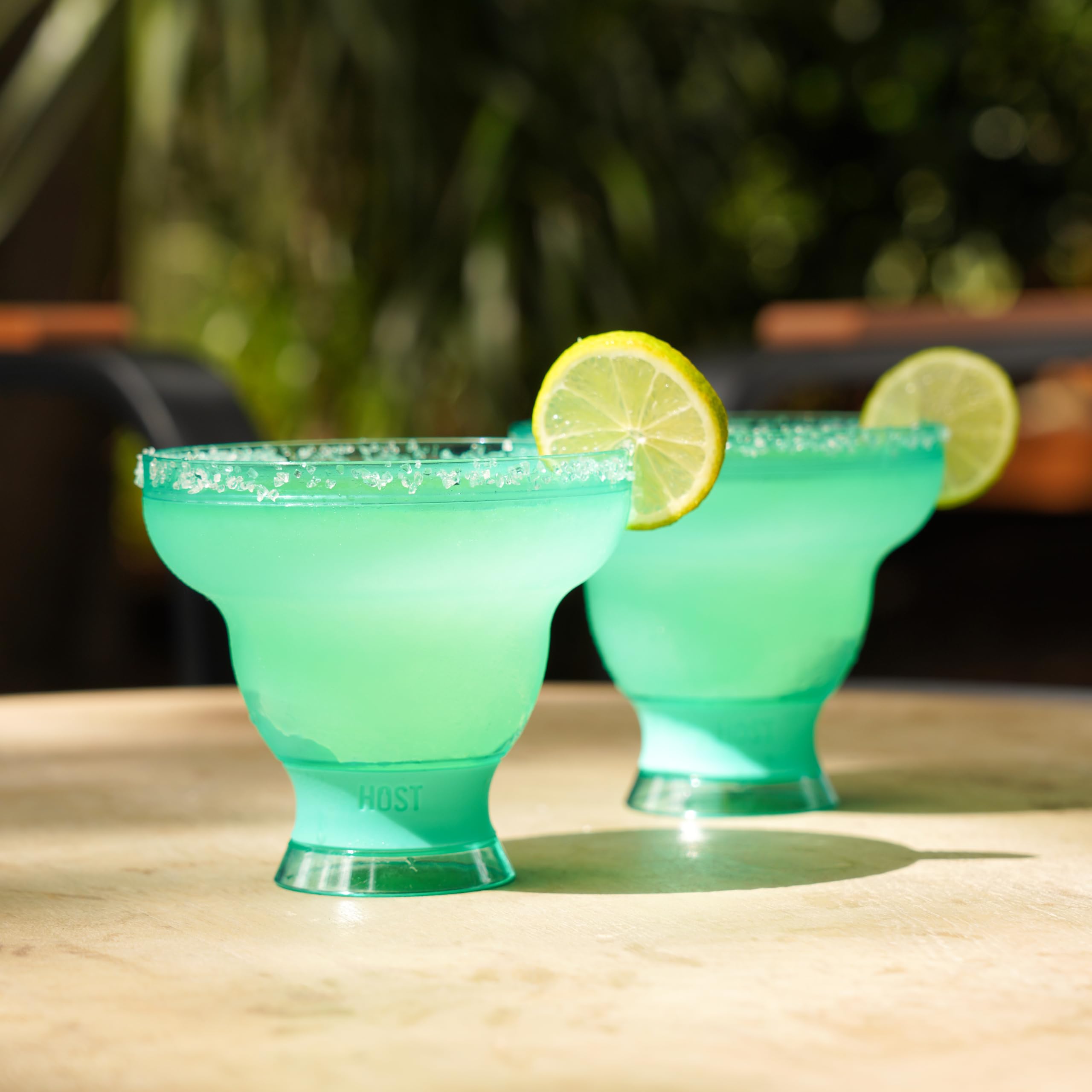 Host Freeze Cocktail, Frozen Cup Doppelwand Kunststoff Margarita Set Moderne Trinkgläser Aqua Blau 2er Set