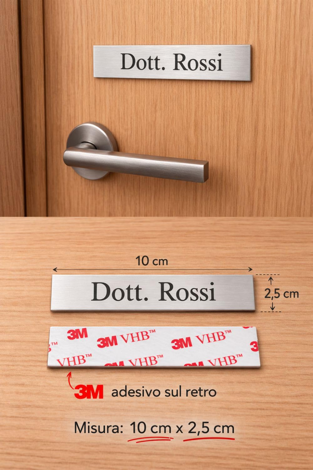 Gruppo Veneziano - Targhetta personalizzata - targhetta incisa personalizzata autoadesiva - targhetta 10 x 2,5 cm ideale per fuoriporta e cassetta delle lettere personalizzabile