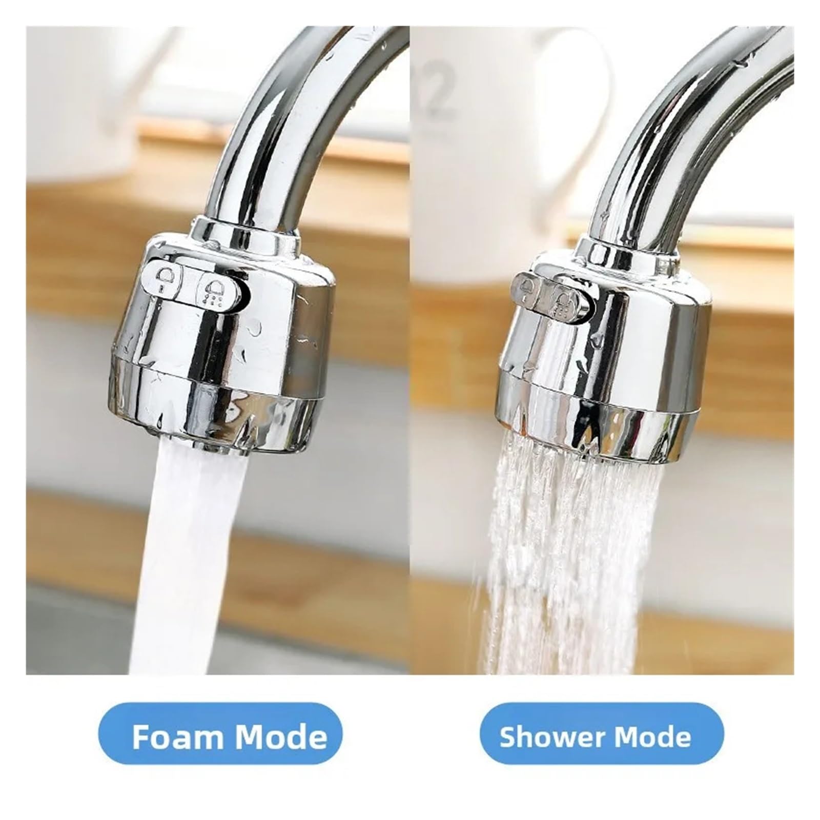 Testa del rubinetto della cucina in acciaio inossidabile da 4 pezzi Boost Doccia Sprinkler Risparmio idrico Creatore di bolle rotanti in tutte le direzioni per Rubinetto