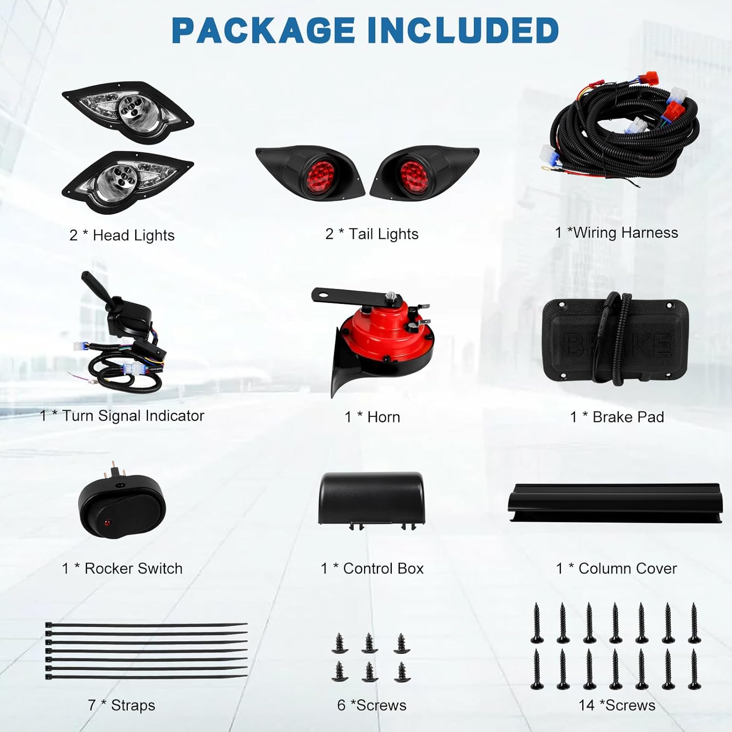 Golf Cart Light Kit for YAMAHA G29 Drive 2007-2025,12V Golf Cart Upgrade Headlights Taillights Kit for YAMAHA Led Light include Turn Signals Hazard Light Switch, TaillightsHorn, Headlights,Brake Pad