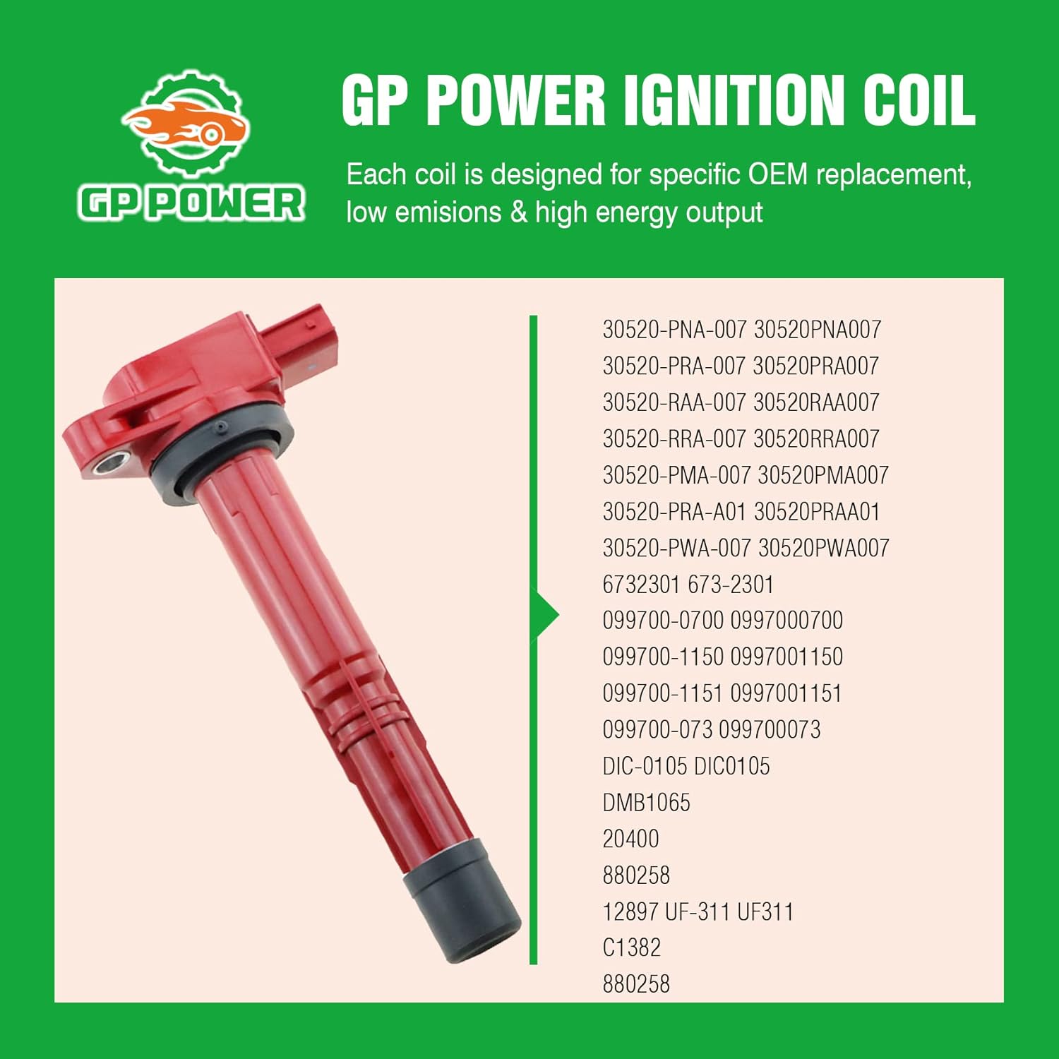 IGNITION COIL SET OF 4 UF311 30520RAA007 30520PNA007 30520-RAA-007 30520-RRA-007 30520-PNA-007 COMPATIBLE WITH HONDA CIVIC S2000 ACCORD CR-V ELEMENT ACURA RSX 2.0 2.2 2.4 L4 K20 K24