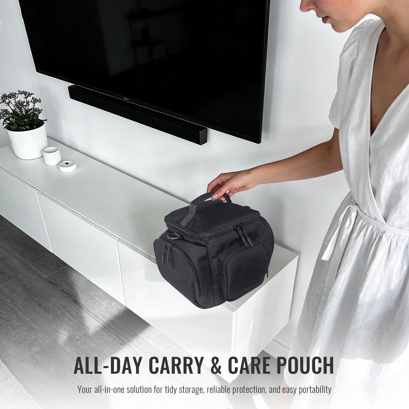 Elegante supporto compatto ergonomico per accessori da gioco, organizer per unità gioco e controller, borsa per dispositivi elettronici resistente graffi e facile da trasportare