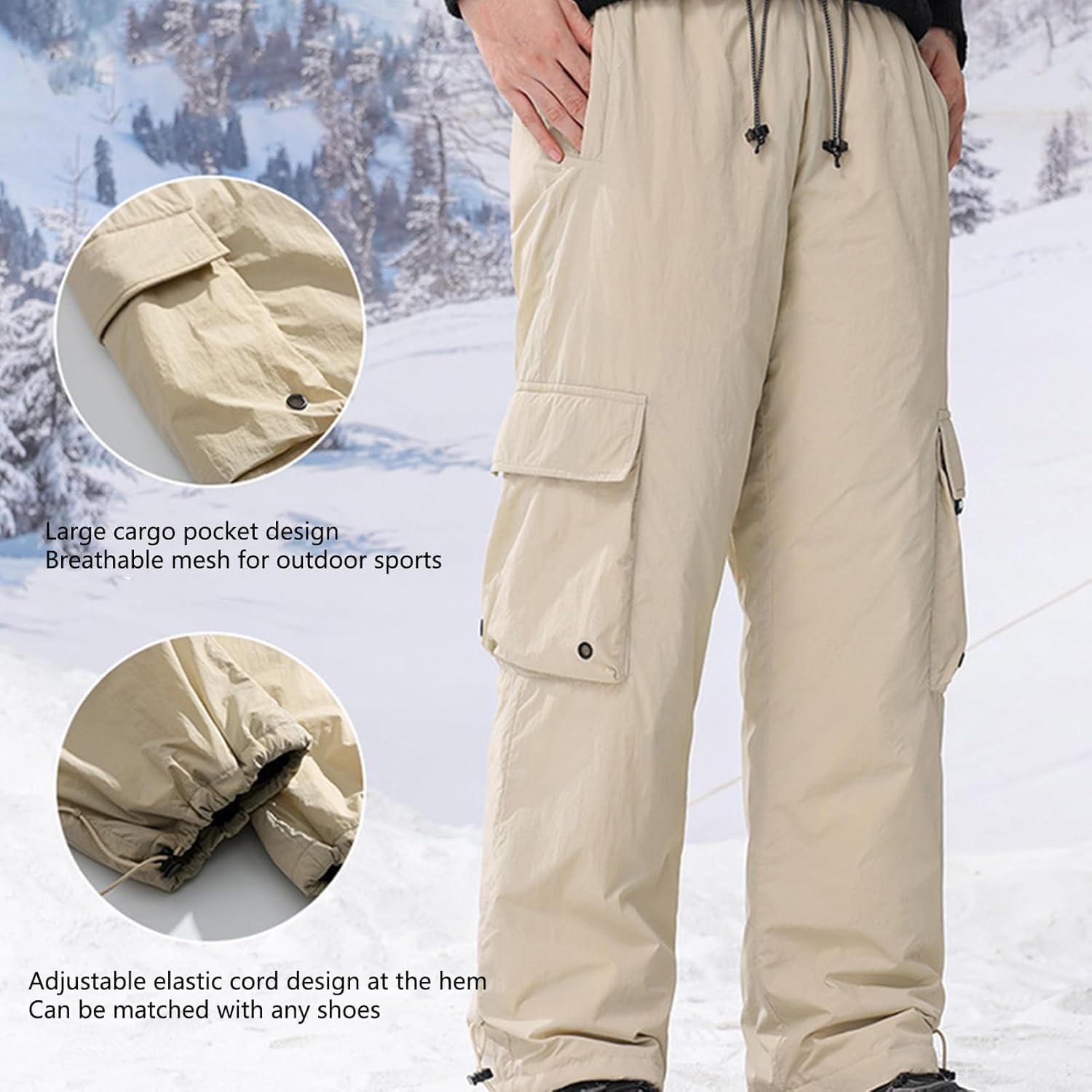 Blu,XL, Pantaloni da Sci Invernali da Uomo e da Donna, Larghi Cargo Larghi Impermeabili Spessi per Sport sulla Neve e Snowboard