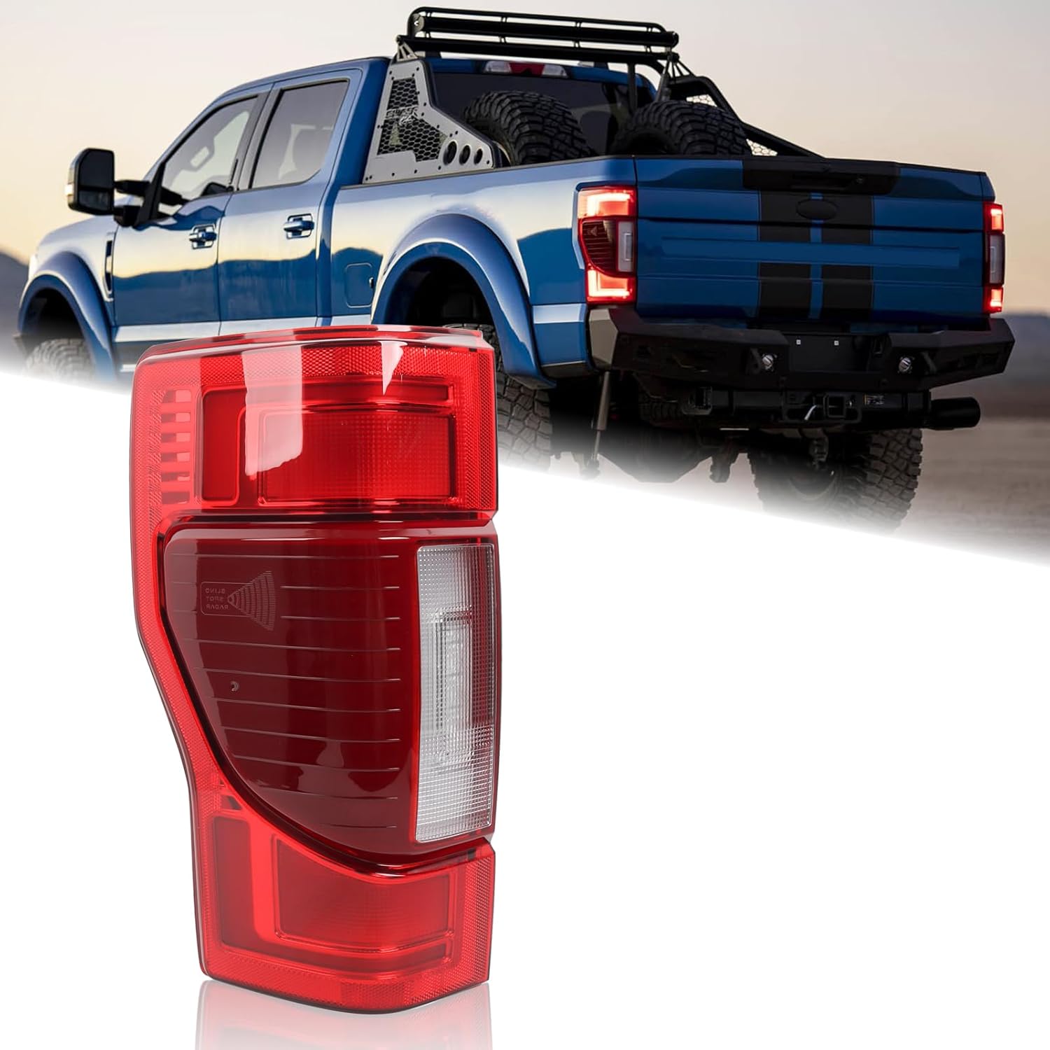 RH FULL LED W/Blind Spot Tail Light Fit for 2020 2021 2022 Ford F250 F350 F450 F550 Platinum/King Ranch/Lariat Super Duty Rear Lamp Right Passenger Side W/O Module LC3Z13404E FO2801282