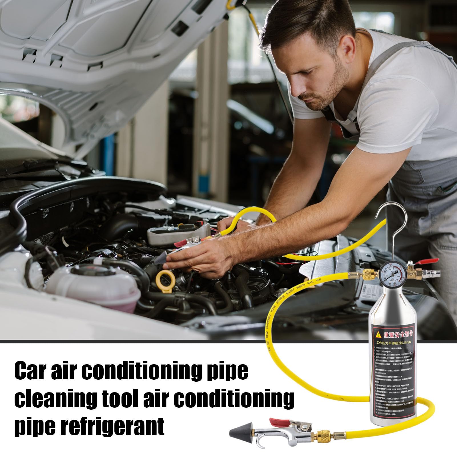 Kit Lavaggio Impianto A/C Strumento Pulizia E Lavaggio Tubi A/C | Apparecchio Per La Pulizia e Tubazioni Del Condizionatore 'Autovettura Kit Di Lavaggio Tubi Camion, Veicoli, Camper E