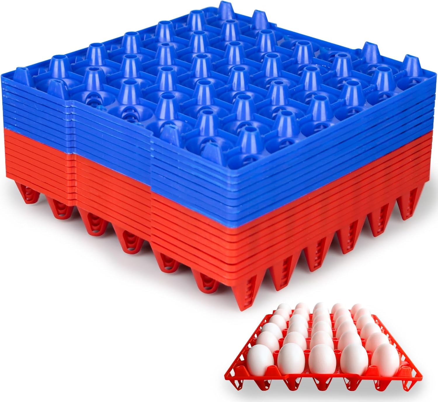 16PCS Plastic Egg Tray Egg Crates 30-Egg Flats, Stackable Egg Cartons Hold Multiple Eggs for Home Chicken Farmers, Plastic Egg Crate Farm Products for Storing, Sorting, Shipping Eggs