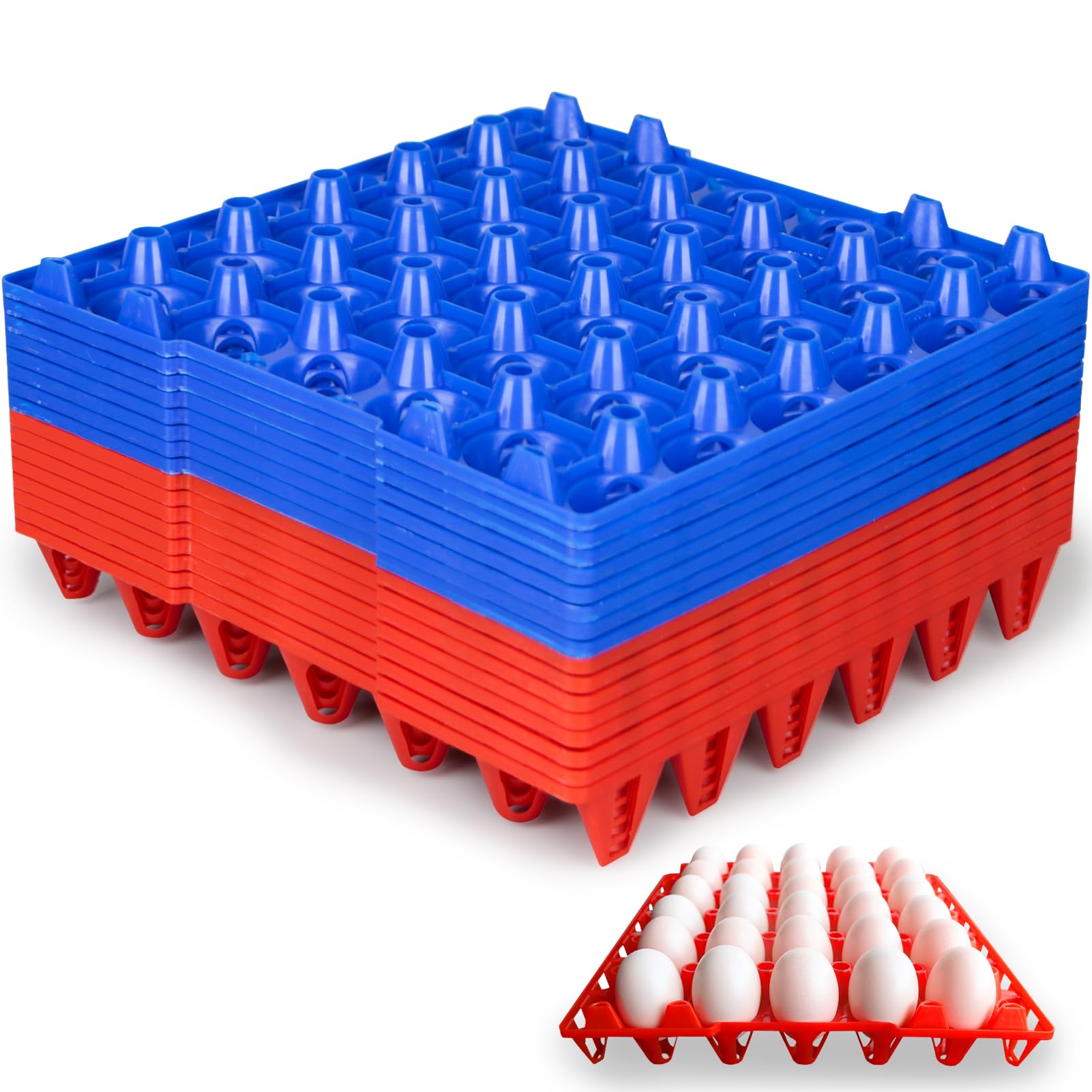16PCS Plastic Egg Tray Egg Crates 30-Egg Flats, Stackable Egg Cartons Hold Multiple Eggs for Home Chicken Farmers, Plastic Egg Crate Farm Products for Storing, Sorting, Shipping Eggs
