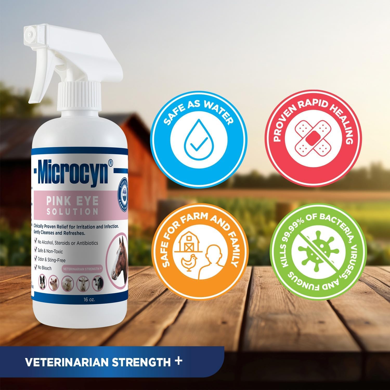 Livestock Pink Eye Care Solution – 16 oz Gentle Eye Rinse for Cattle, Horses, Goats & Farm Animals – Supports Eye Cleansing & Comfort.