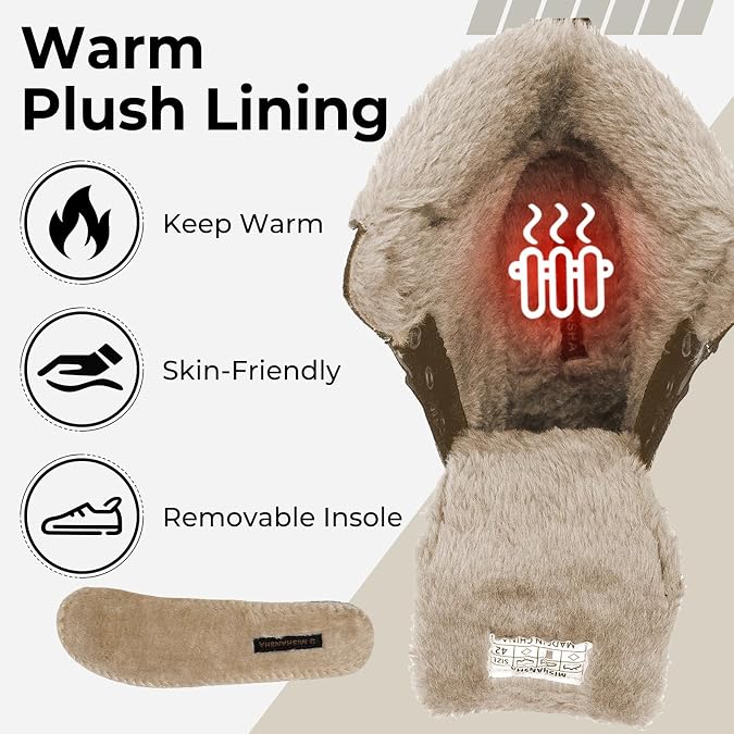 Mishansha Men's Waterproof Snow Boots, Warm Winter Boots | Insulated Faux Fur Lined, Lace-Up Fit and Non-Slip Sole, Cold Weather Hiking Boots For Outdoor Walking, Camping, Trekking