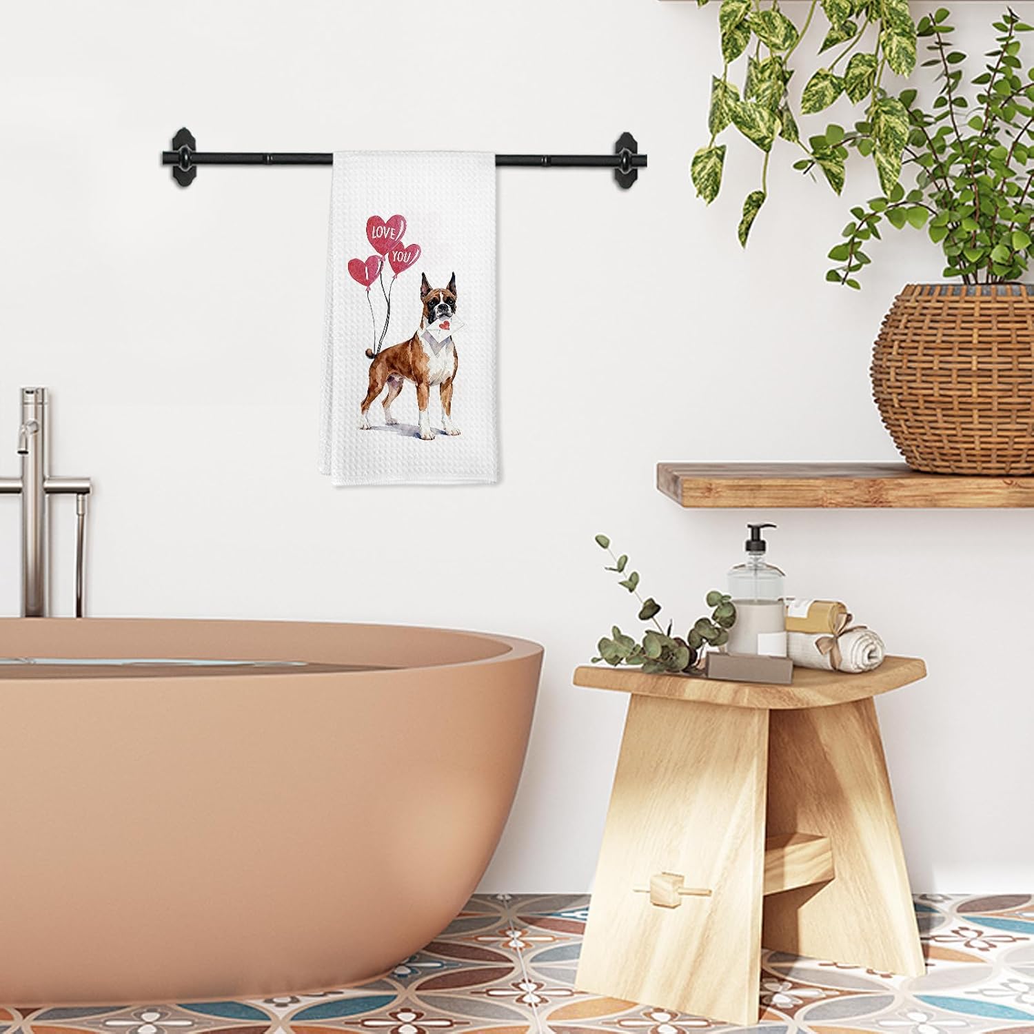 Valentines Boxer Dog Gifts Kitchen Towels, Gifts for Boxer Dog Lovers Women, Funny Dog Valentines Decor Dish Hand Towels, Dogs Lover Gift Decorative Hand Dish Tea Towel for Kitchen, 16x24 in - Image 6