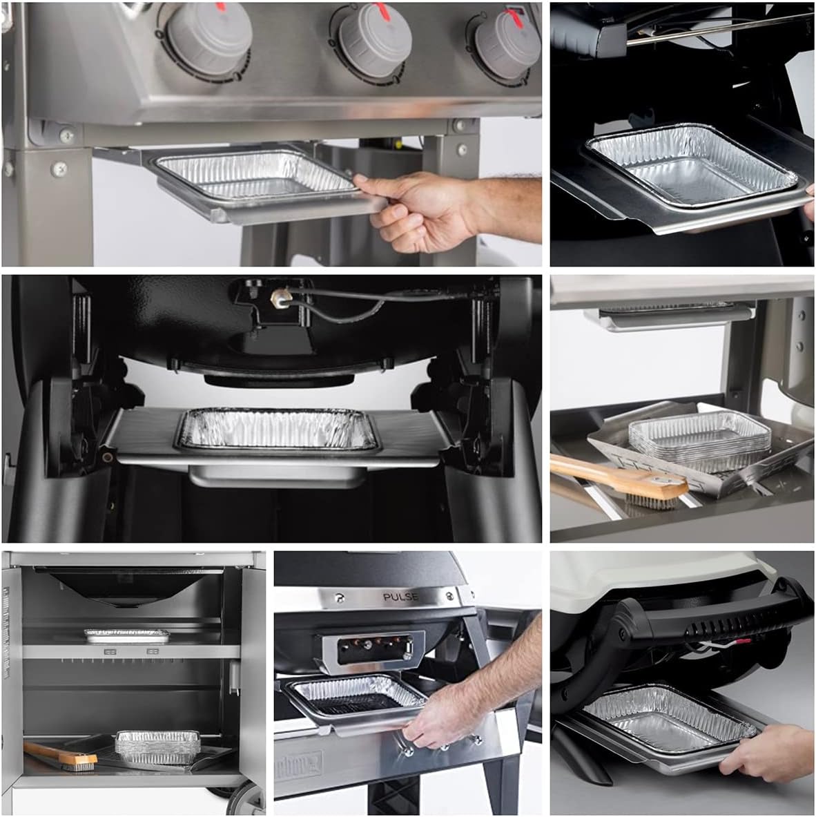 MOACOCK 50Pack Grill Drip Pans Compatible with Weber Grills, Disposable Aluminum Foil Grill Grease Tray, 7.5"x 5" : Patio, Lawn & Garden