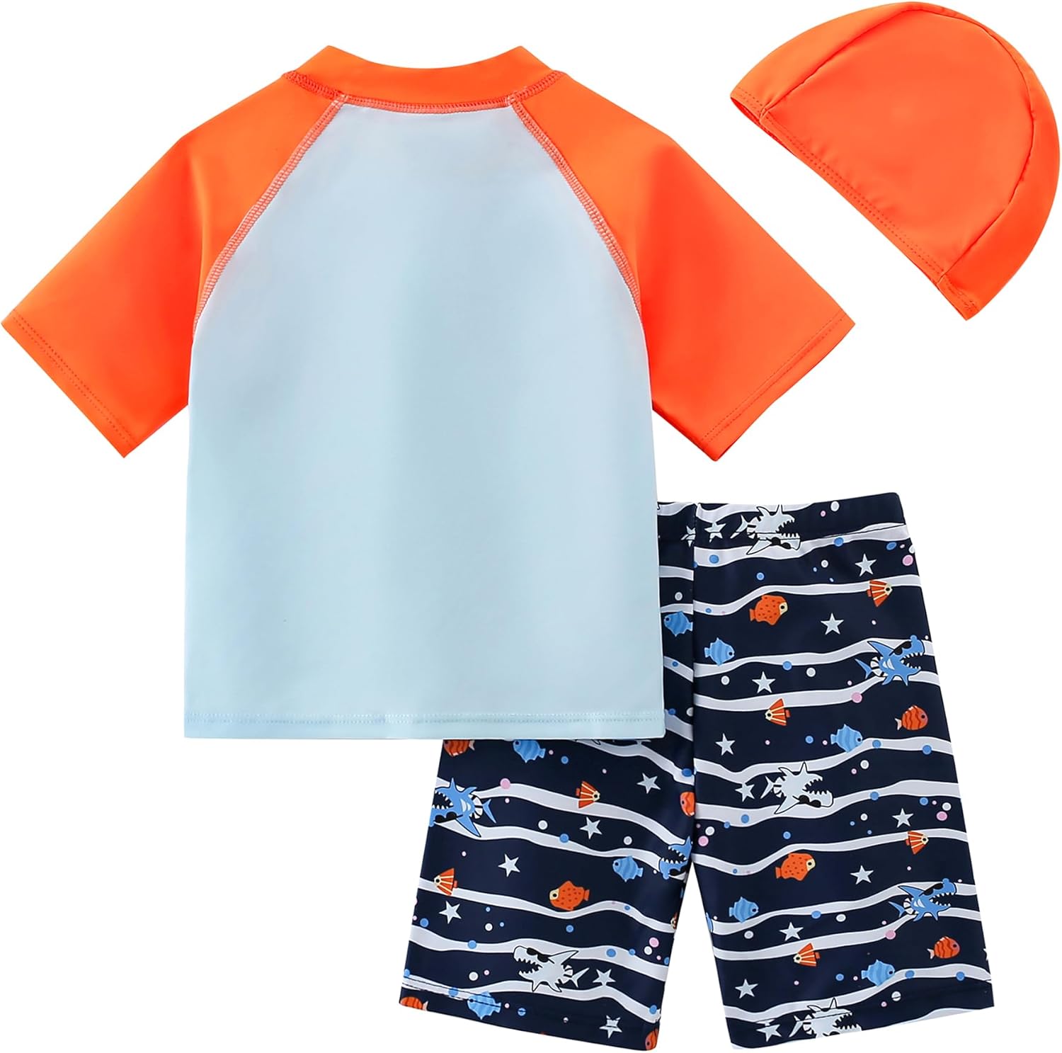 AIWUHE Toddler Boys Swimsuit Set Two Piece Shark Bathing Suit Boys' Swimwear Trunk and Rashguard Set 2-7Y - Image 3