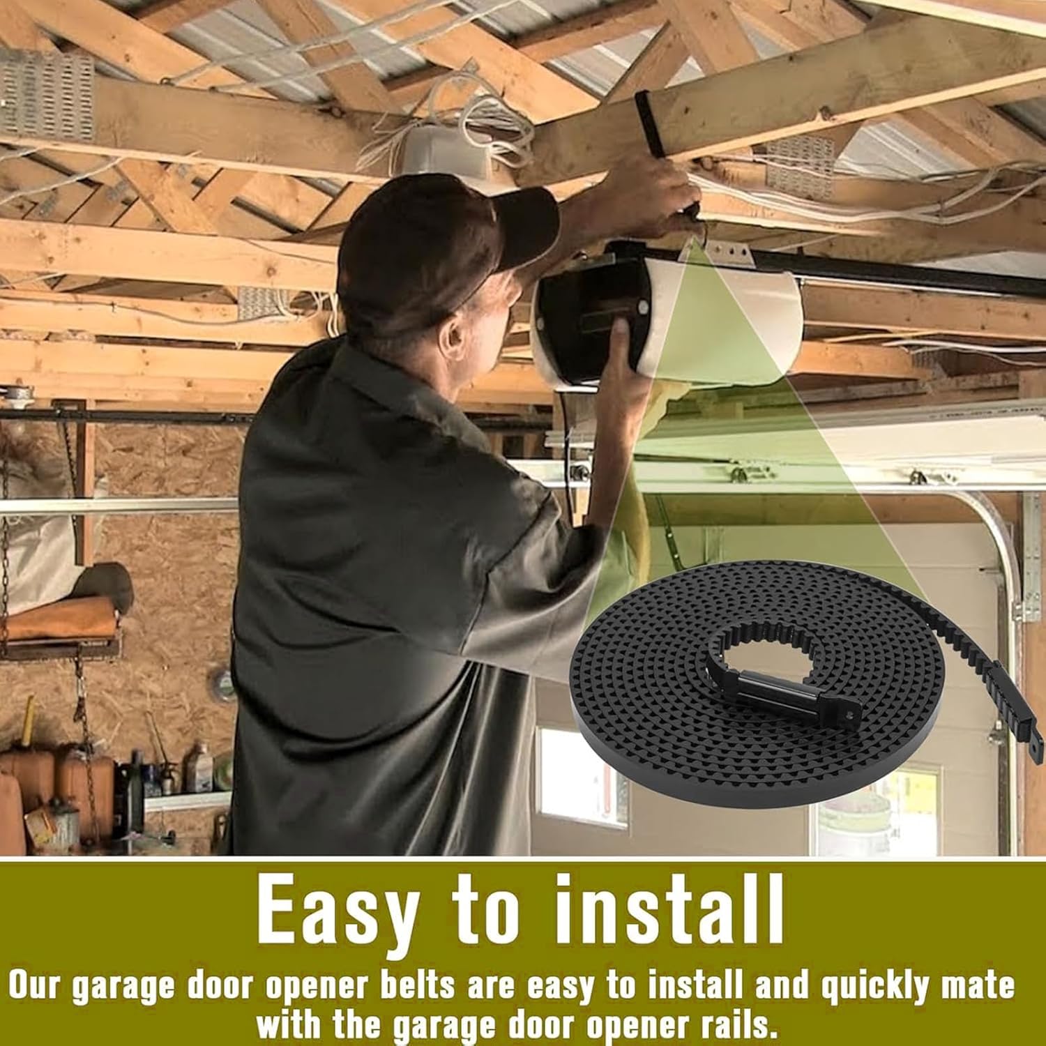 Pomya 41A5434-11Aガレージドアオープナーベルト、233インチのガレージドアベルト高さ7フィートのガレージドア、41A