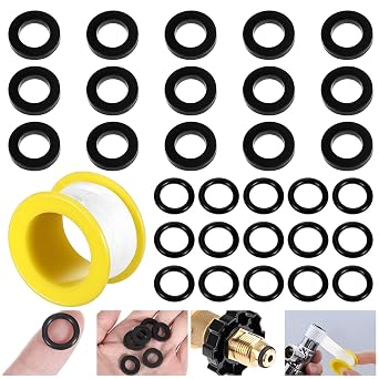 15 Pcs Propane Tank Gasket + 15 Pcs Rubber O Rings for All Soft Nose POL Fittings, Propane Tank Seal Gas Tank Sealer for Propane Gas Adapters Regulators Valves Connectors