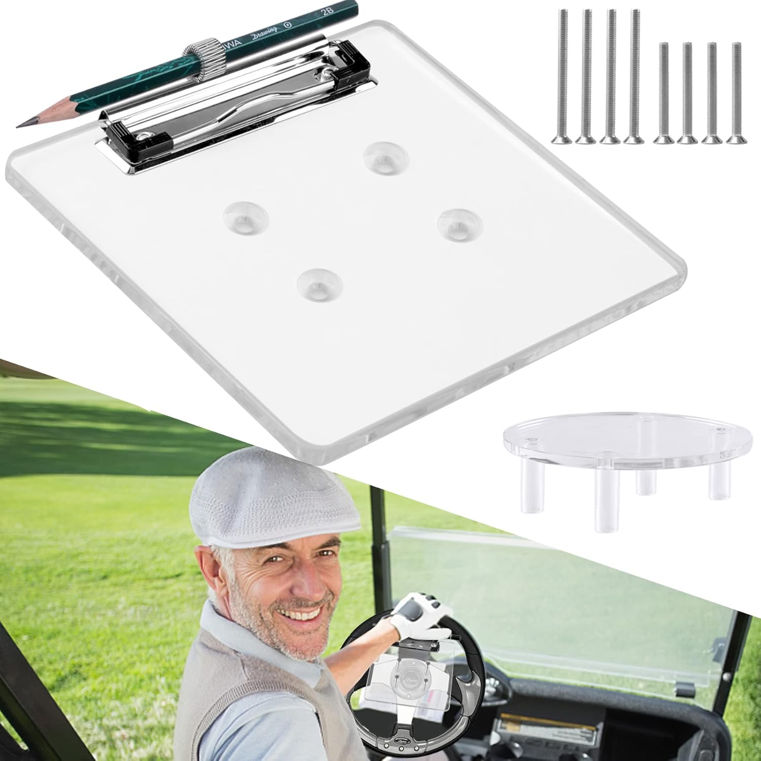 Roykaw Golf Cart Scorecard Pro Holder with Pencil Holder