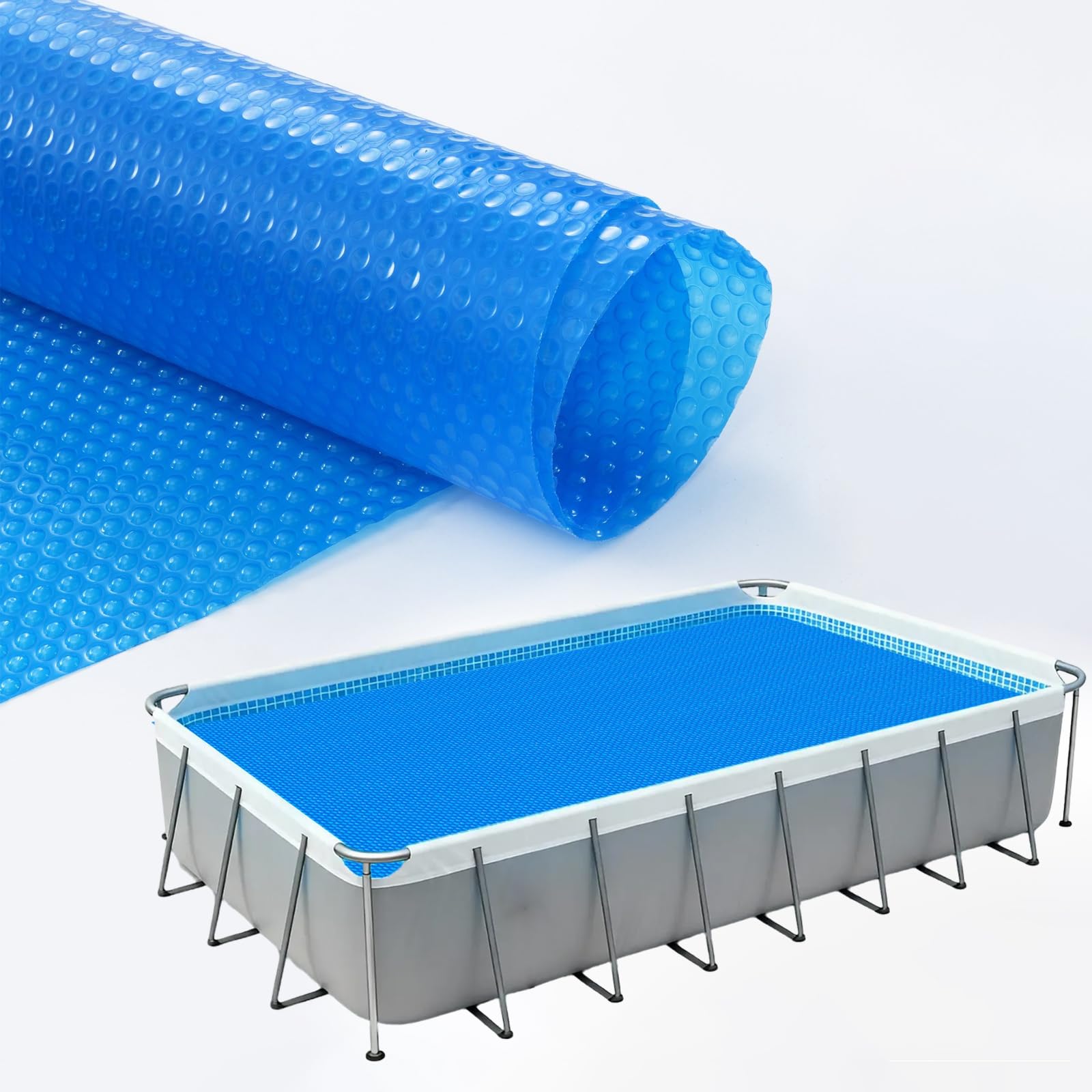 Manta Termica Piscina 200 x 420 cm Cubierta de Piscina Térmica Espesor 400 µm | Rollo Recortable | Mantiene Temperatura y Calienta Agua Ahorro Energía, Azul