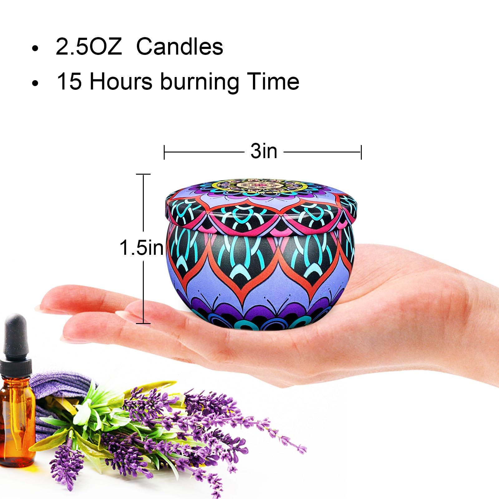 Juego de velas perfumadas, 24 velas perfumadas para el hogar, juego de velas perfumadas de cera de soja de larga duración de 600 horas, regalo de cumpleaños para mujeres con caja de regalo.