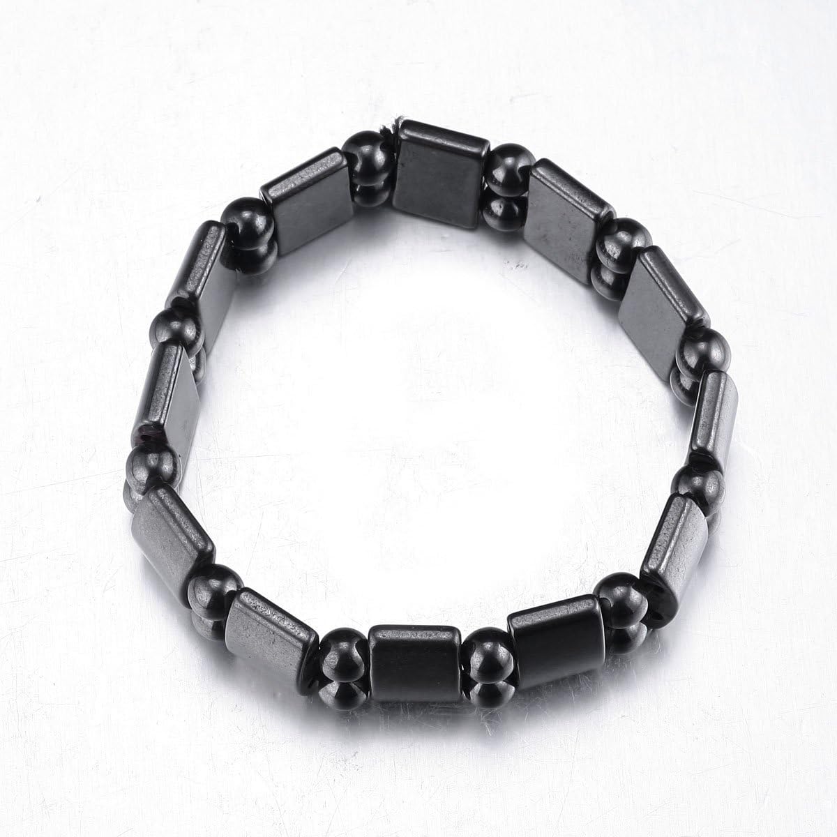 VIKI LYNN 2 Pcs Hematite Magnetic Bracelets for Women and Men Hematite Magnetic Stone Beads Adjustable Magnetic Bracelet Wristband Dainty Jewelry Gift for Mom, Dad, Wife, Friend S27-St2