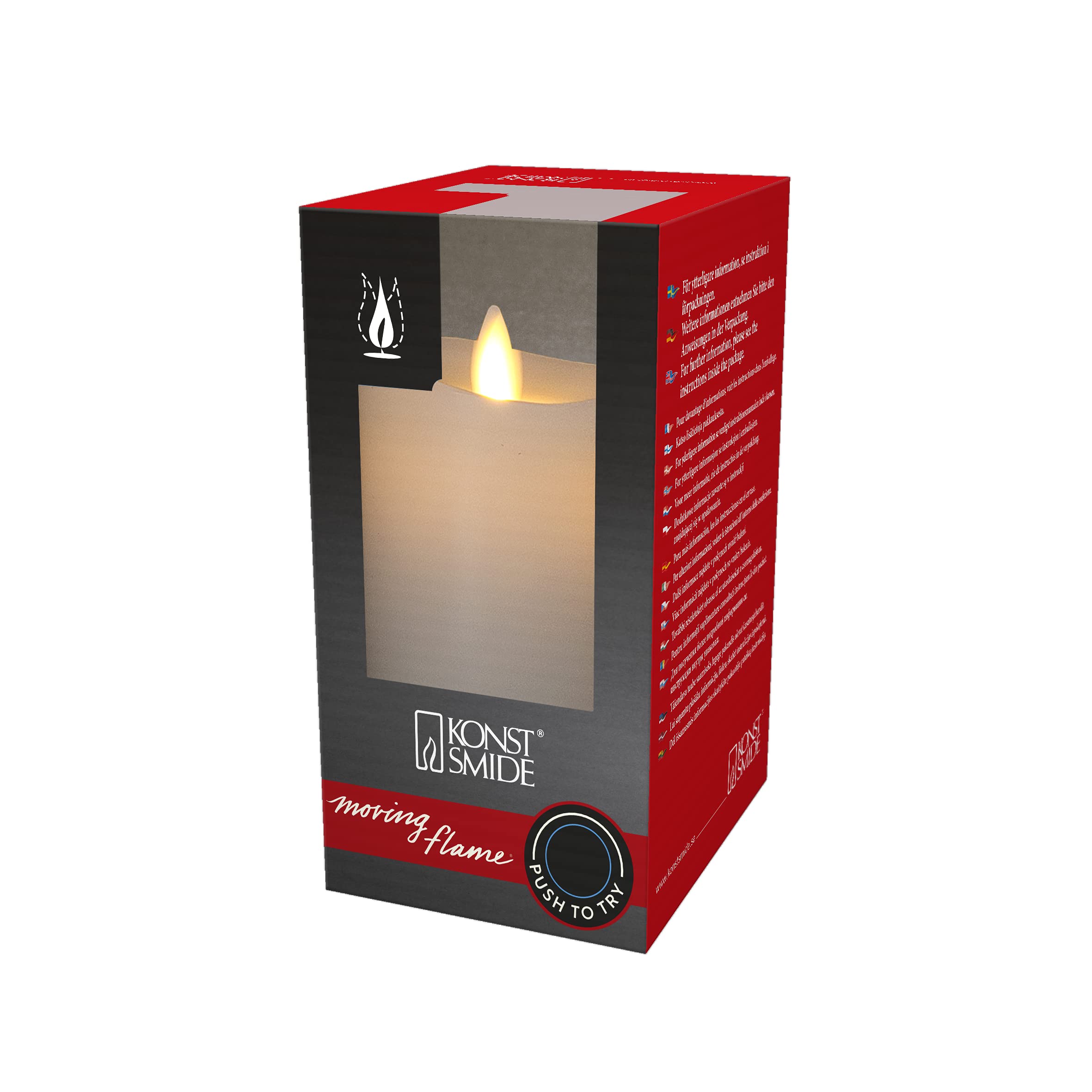 Konstsmide Candela a LED in vera cera, con fiamma 3D e bordo fuso, superficie di cera liscia, timer 5H, 1 diodo bianco caldo, funzionamento a batteria, 2 batterie AA da 1,5 V (esclusa)