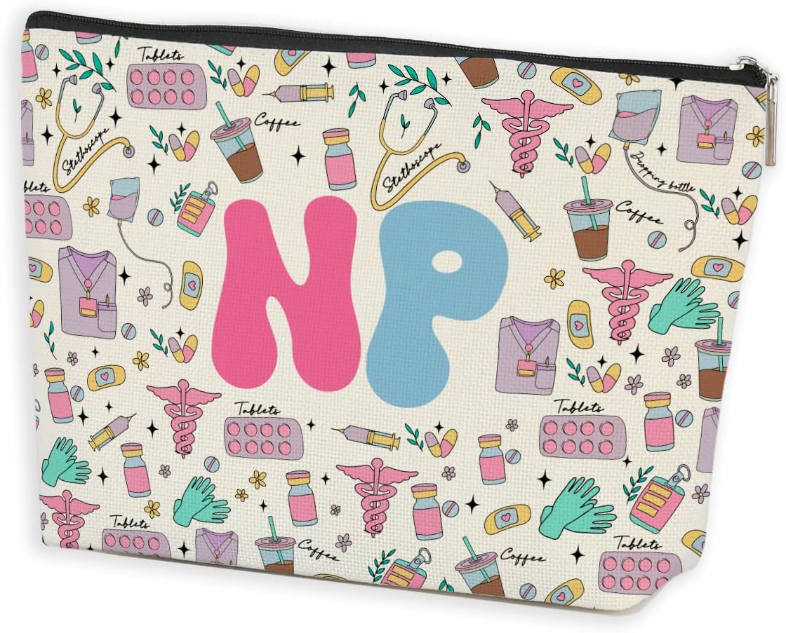 Nurse Practitioner Gifts for Women NP Makeup Bag Nursing Cosmetic Bag Nurse Gifts Nursing Student Gifts Nurse Day Birthday Nurse Appreciation Gifts for Nurse RN Nurse Practitioner Makeup Zipper Pouch