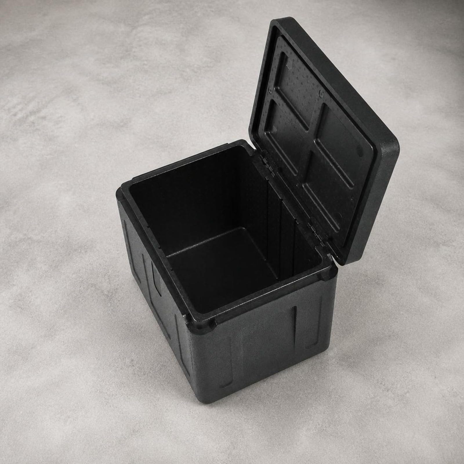 predolo Kälteisolierend Transportbox mit Deckel | Hohe Temperaturerhaltung, Polypropylenschaum-Temperaturbox, Stapelbar, Isolierbox mit Deckel, für Essenstransport, Grau, Klappdeckel