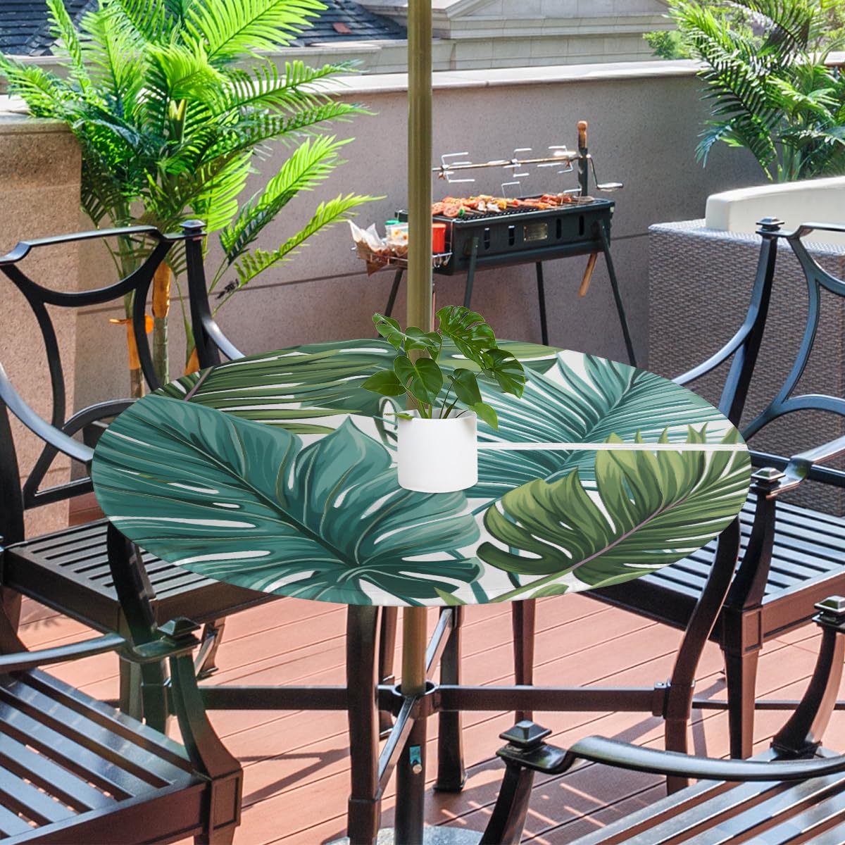 KNEMI Outdoor Round Tablecloth with Umbrella Hole - Image 2