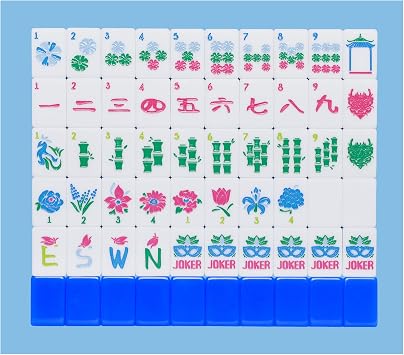 Jongyance American Mahjong Tile SetBlue with Carrying Bag and Accessories, 160 Acrylic Engraved Mahjong Tiles