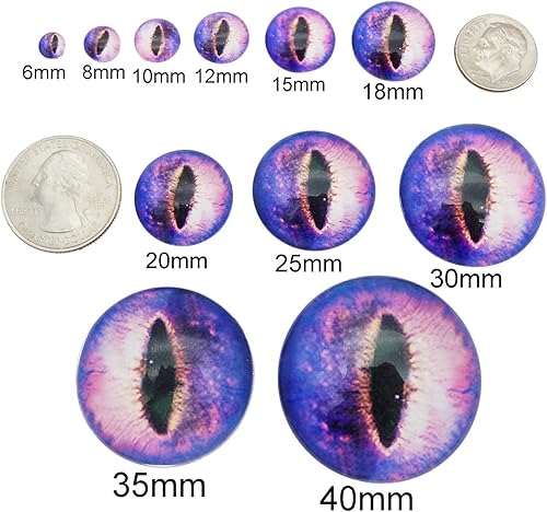 Miniatura 3 de Julie Wang 50 piezas de ojos de dragón de cristal de 0.236 pulgadas (0.236 in), pequeño camafeo de cabujón de parte trasera plana para joyería,