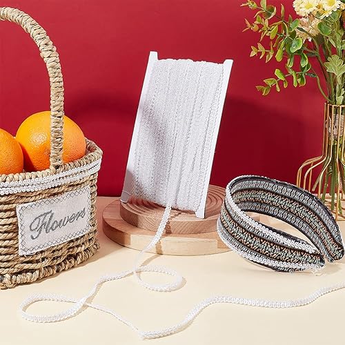 Miniatura 5 de PandaHall - Cinta de encaje suave brillante de poliéster para disfraz, manualidades, manualidades, costura, decoración, fabricación de joyas