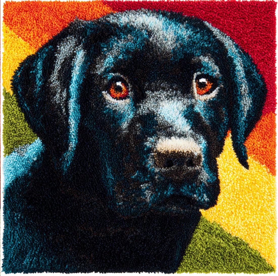 Kitquiver U Animal Cushion Making Kit Labrador Retriever Portrait Diy Latch Hook Kits Pillow Printed Cushion Crochet Yarn 3D Embroidery Set Pillowcase Rug Home Decor 17X17in