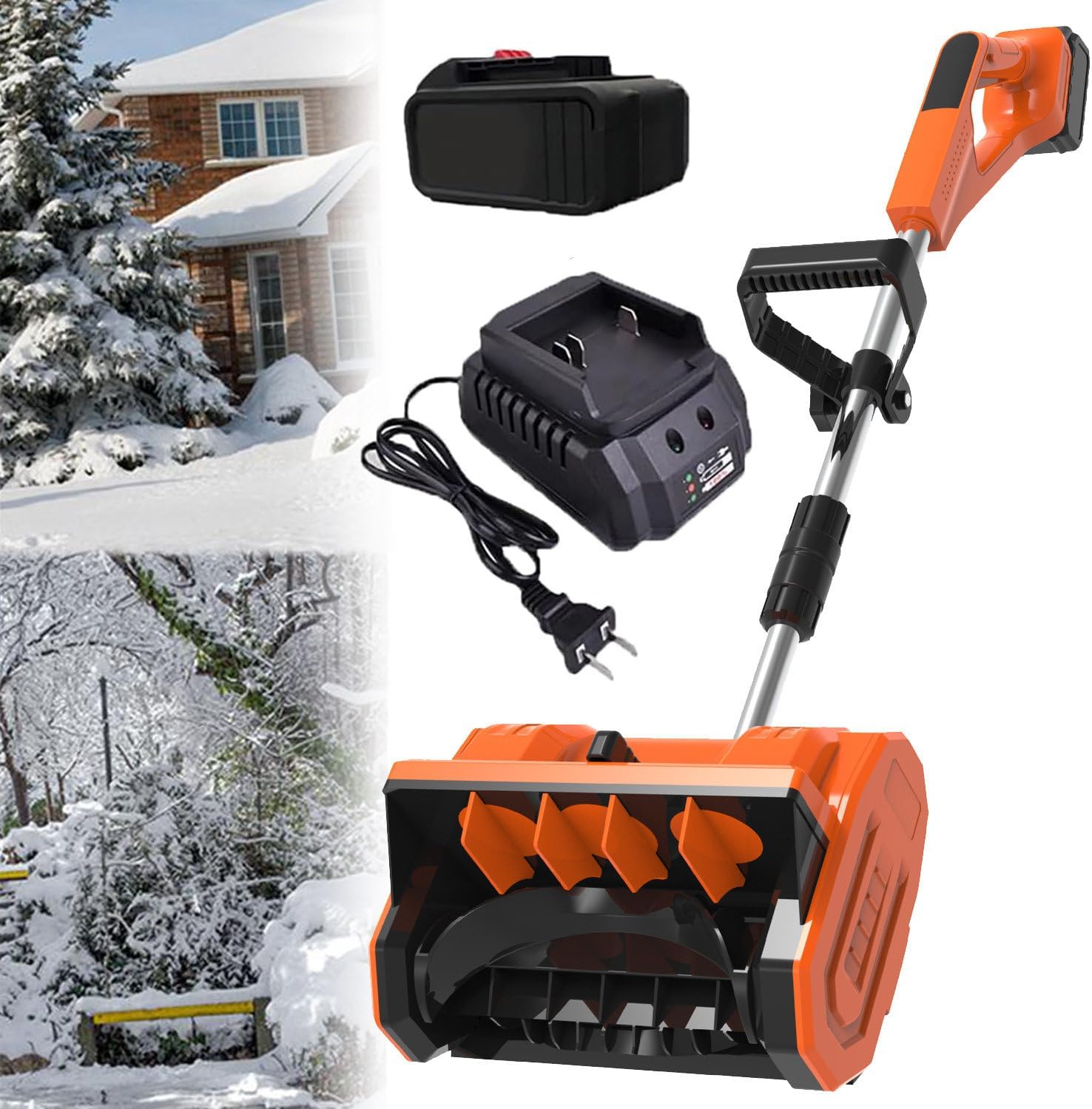 Electric Snow Shovel/Snow Thrower,Snow Blower Cordless,Cordless Handheld Electric Snow Blower,Foldable Snow Blower,Electric Snow Blower,1Battery
