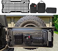 Vista 1 de Kit de organizador de carga para puertas traseras, panel Molle, placa de metal de almacenamiento interior con 3 bolsas de almacenamiento para Jeep