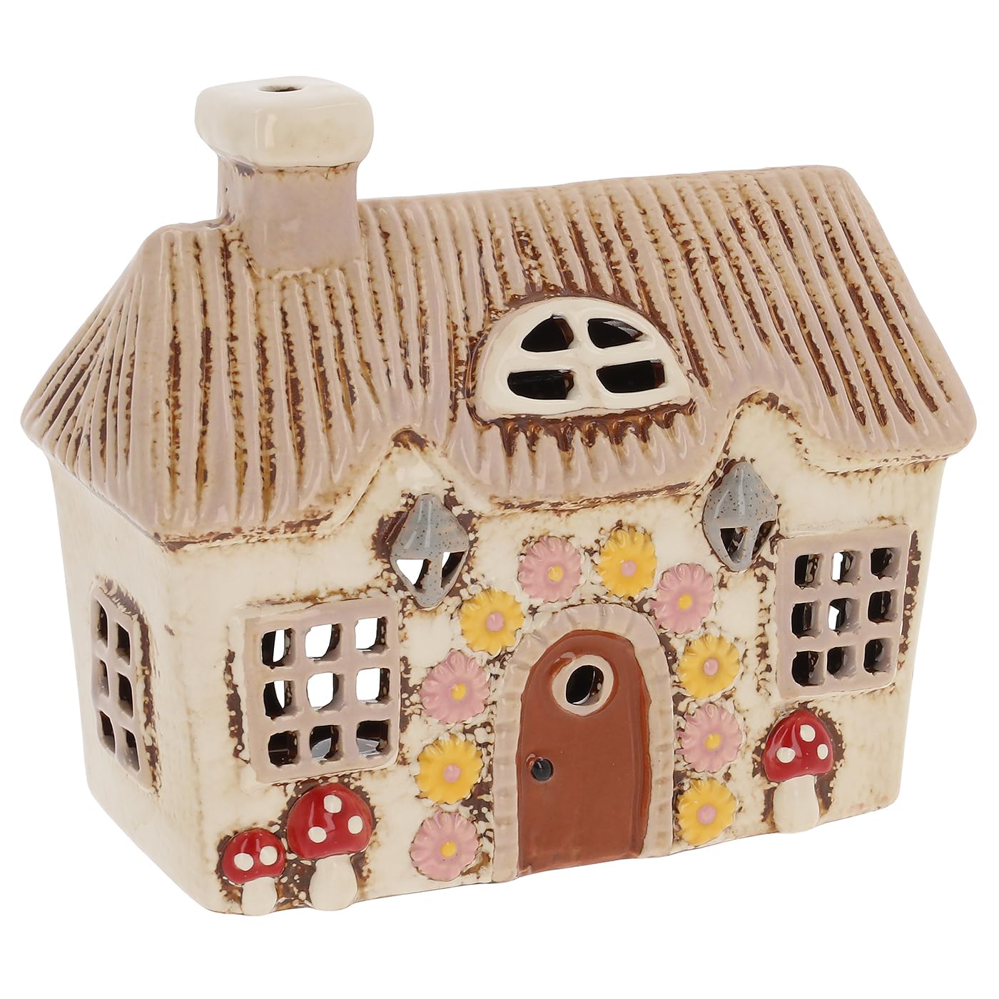 Shudehill Giftware Daisy Cottage Thatch Tealight Village Pottery Thatched Collection Ceramic Tealight Holders, Rustic Cottage Ornaments, Assorted Designs (Daisy Cottage Thatch Tealight)