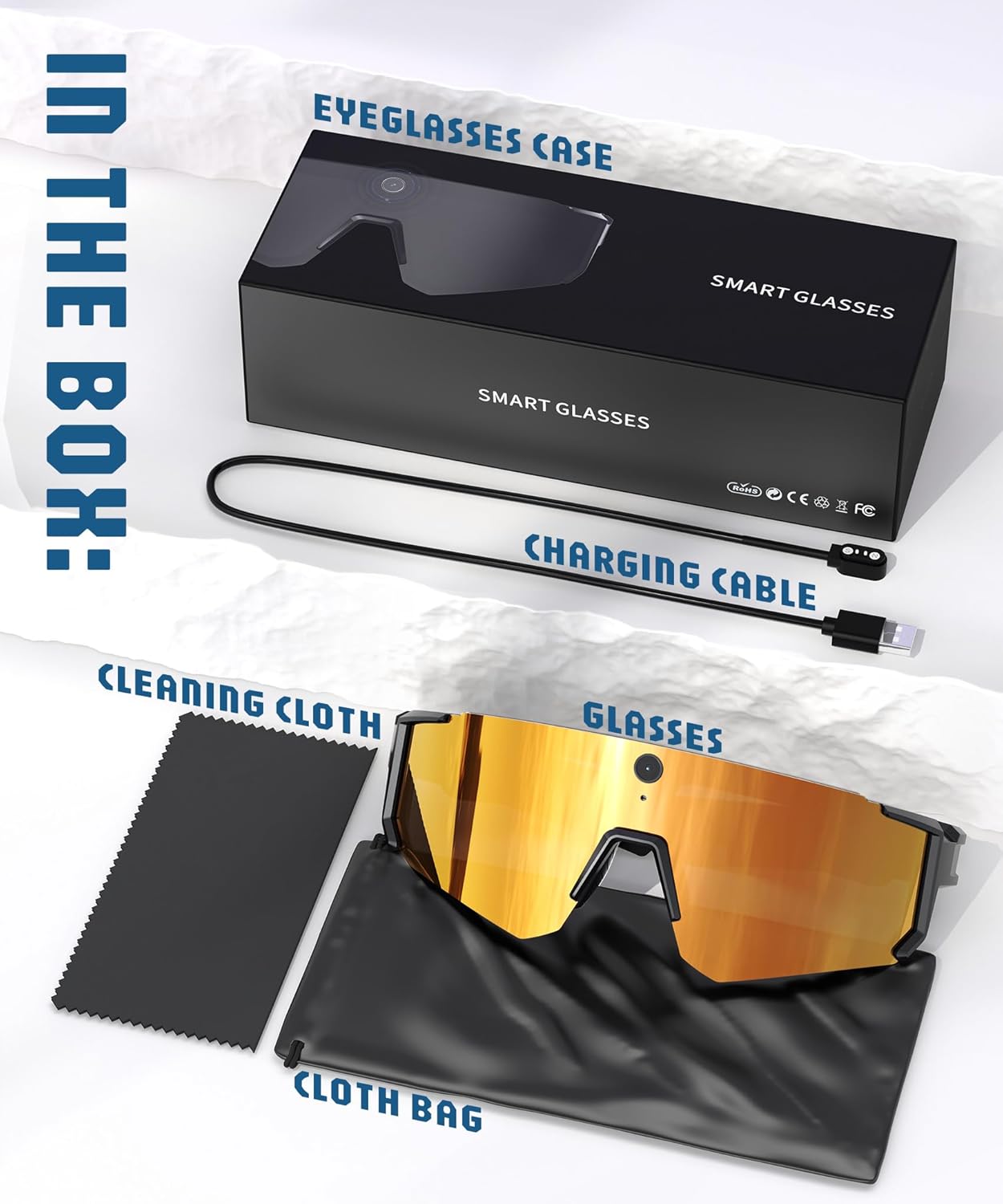 AI Smart Glasses with Camera 4K, Video Recording Glasses with Camera, Polarized Sports Sunglasses with EIS Stabilization, Dual Mic Noise Canceling, IP66, ChatGPT Enabled