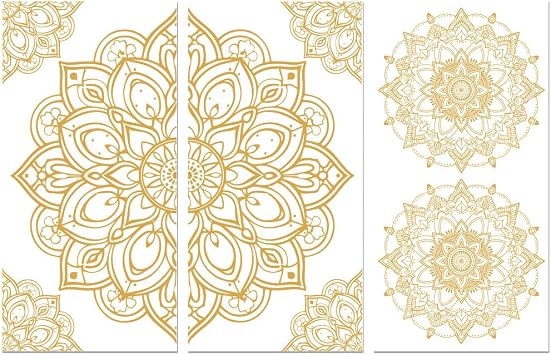 Peacoblue فرك على نقل الشارات للأثاث الحرف أنماط ماندالا 6 "x12"، 3 قطع ماء أوف دتف نقل الشارات ملصق ل مضمد الملابس الداخلية الصدر درج الزجاج الخزف الخشب البلاستيك