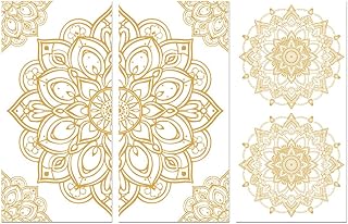 Peacoblue Rub on Transfer Decals for Furniture Crafts Mandala Patterns 6"x12", 3Pcs Waterproof UV DTF Transfer Decals Sticker for Dresser Lingerie Chests Drawer Glass Porcelain Wood Plastic