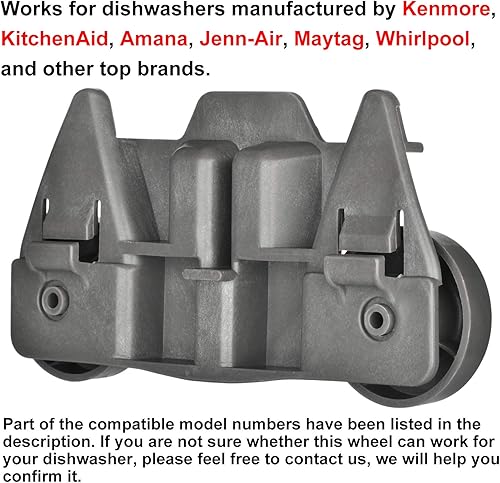 Miniatura 5 de Jolaxy Paquete de 4 ruedas para lavavajillas W10195416 de repuesto para Kitchen-Aid Whirlpool Maytag Kenmore JennAir Amana, ruedas inferiores ultra