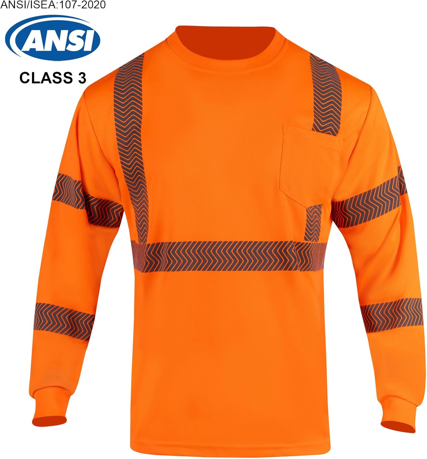 VENDACE Safety Shirt Hi Vis Long Sleeve High Visibility Reflective Work Shirts Class 3 Hi Vis Construction Shirts for Men - Image 3