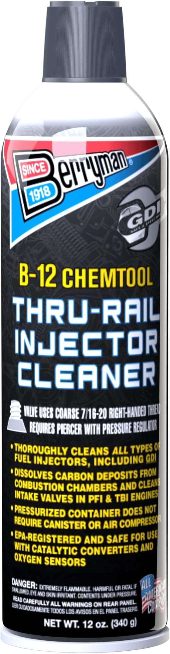 Berryman Products 1120 B-12 Chemtool Thru-Rail Fuel Injector Cleaner Pressurized Can, 12 oz., Pack of 1