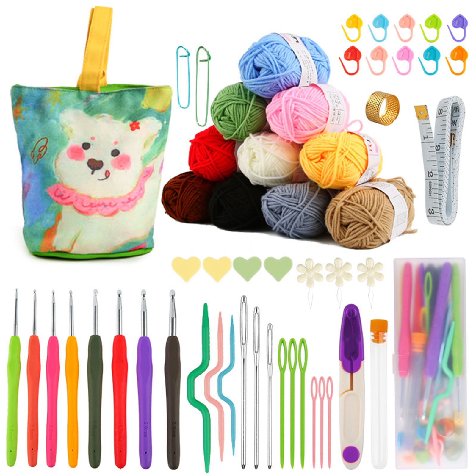 HZGFNBZ Hooks Set Ergonomic Crochet Needle and Knitting Accessories Kits with Bag, Yarn, Needle Accessories Novice