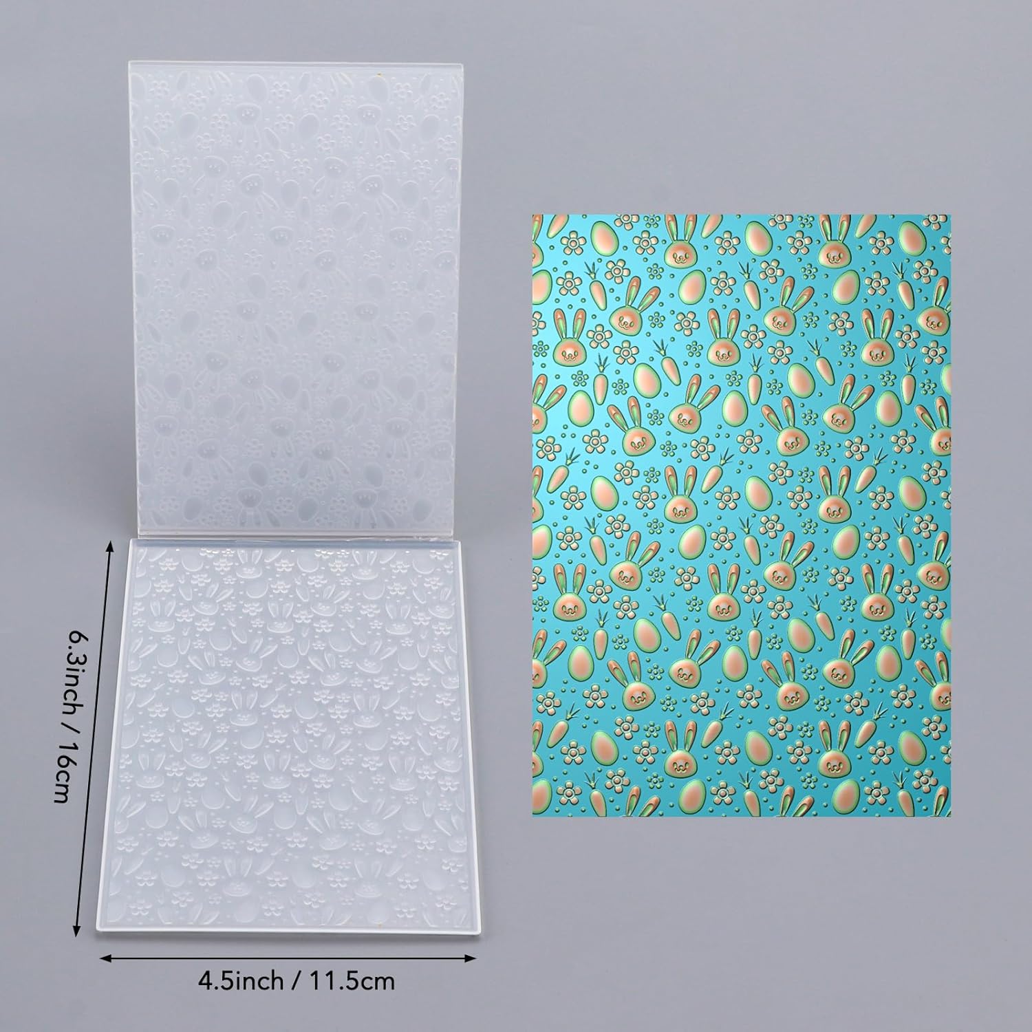Briartw Rabbit and Carrot 3D Embossing Folder Create Textured Backgrounds for Card Making and Scrapbooking and Other Paper Craft Album Stamps DIY Decoration,Clear Plastic Texture Fades Template