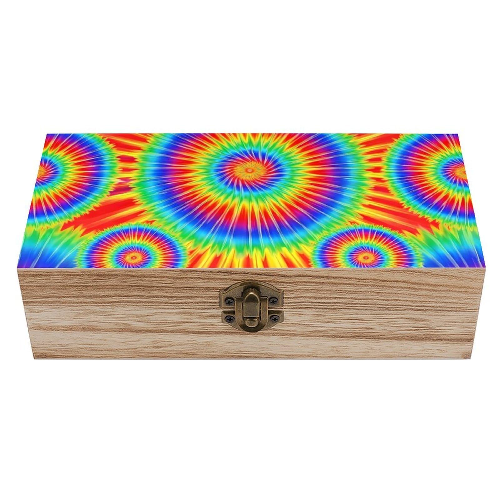 HLBSDM Colorful Tie Dye Wooden Storage Box