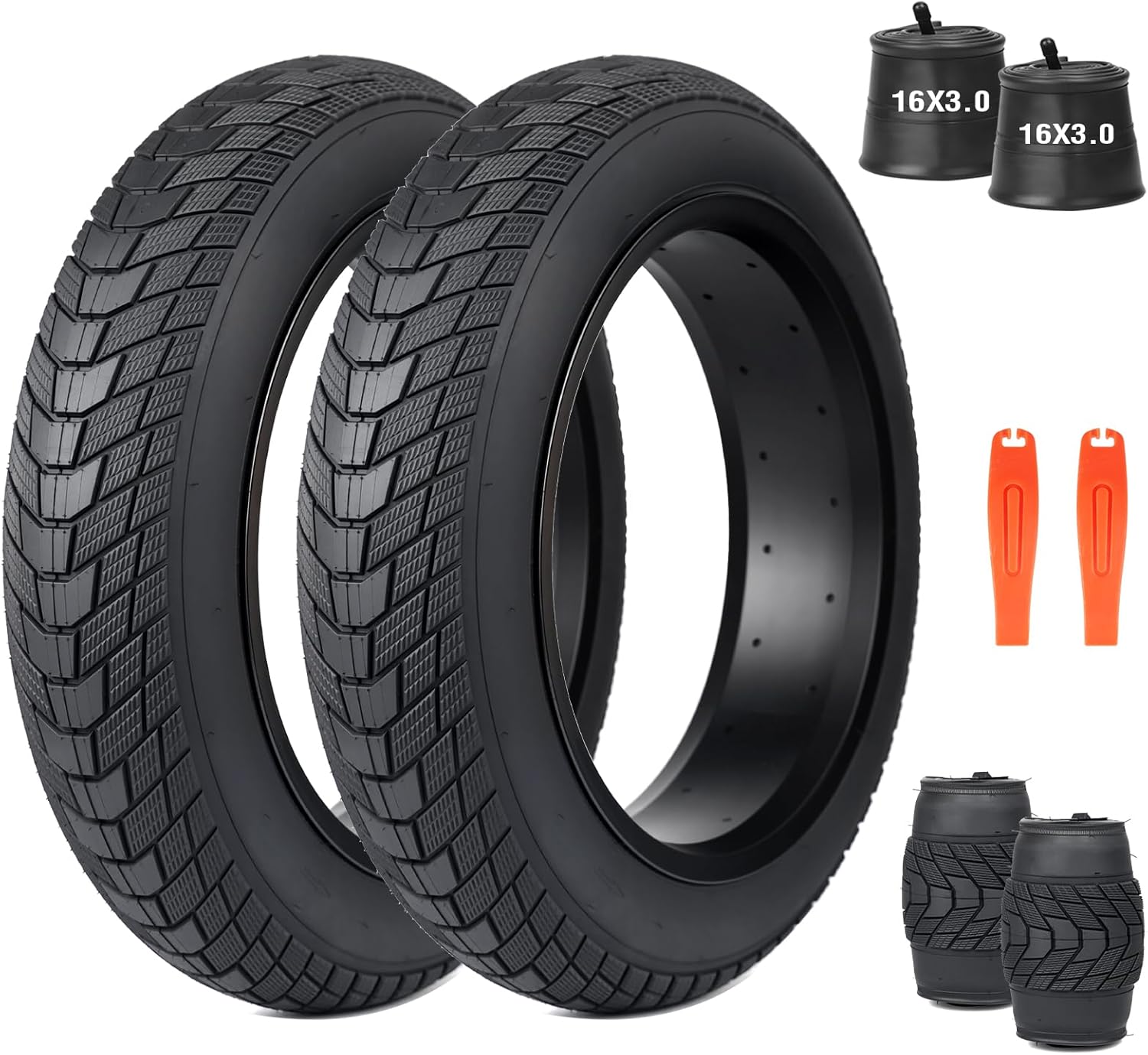 MEGHNA Fat Bike Tire 16/20/24/26 inch Electric Bike Tire Fat Tire 16/20/24/26 x 3.0 inch Heavy Duty Knobby Anti-Slip Foldable Replacement All Terrain Tire for E-Bike Snow Bike Fat Bike